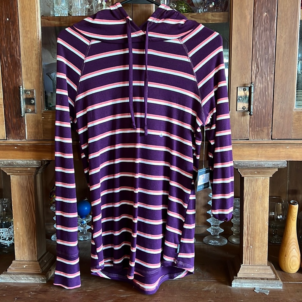 Eddie Bauer long sleeve hoodie, shirt, purple, stripes